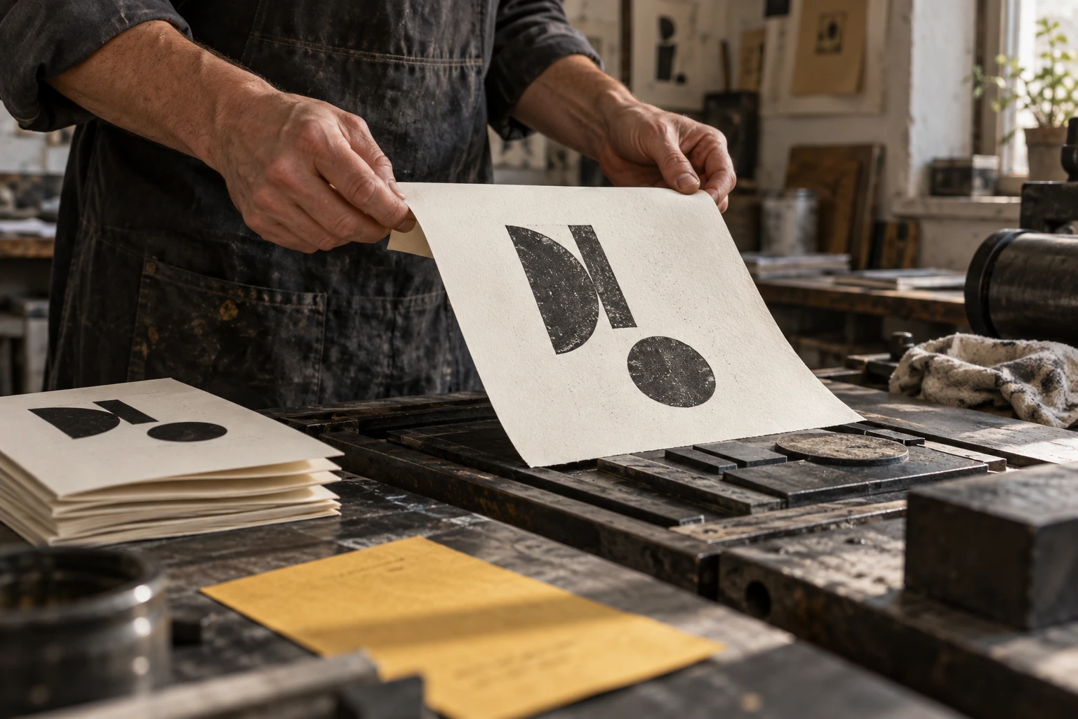 Illustrative scene of a print proof on textured paper.